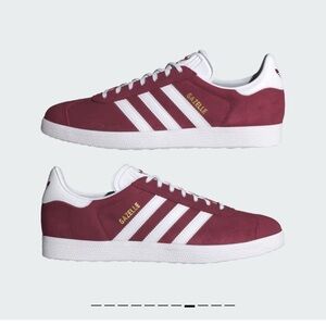Adidas Gazelle Maroon and White Sneakers